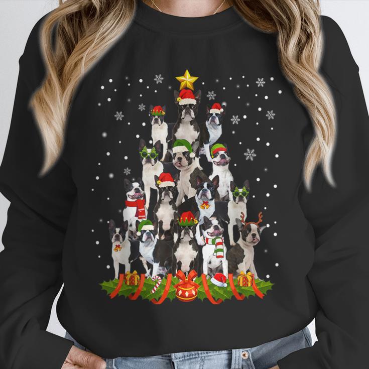 Boston Terrier Dog Christmas Tree Santa Hat Xmas Pajama Men Women Kids Unisex Sweatshirt, novelty gifts, funny gifts