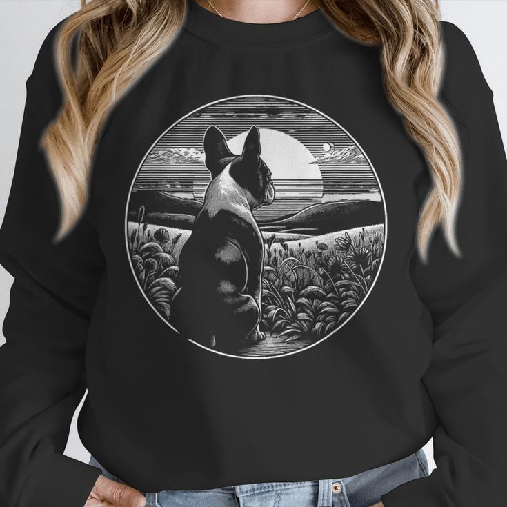 Boston Terrier Dog Nature Scene Graphic Art Men Women Girls Kids Unisex Sweatshirt, novelty gifts, funny gifts