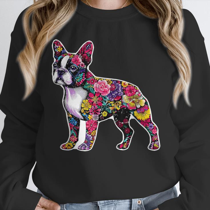Boston Terrier Floral Dog Lover Vintage Distressed For Men Women Kids Unisex Sweatshirt, novelty gifts, funny gifts