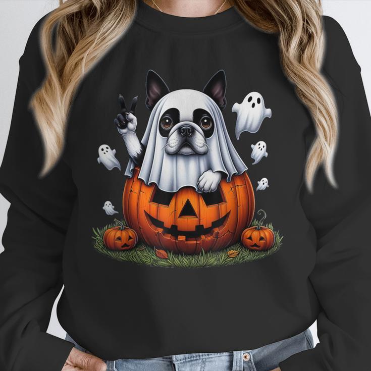 Boston Terrier Ghost Boo Halloween Kids Unisex Sweatshirt, novelty gifts, funny gifts