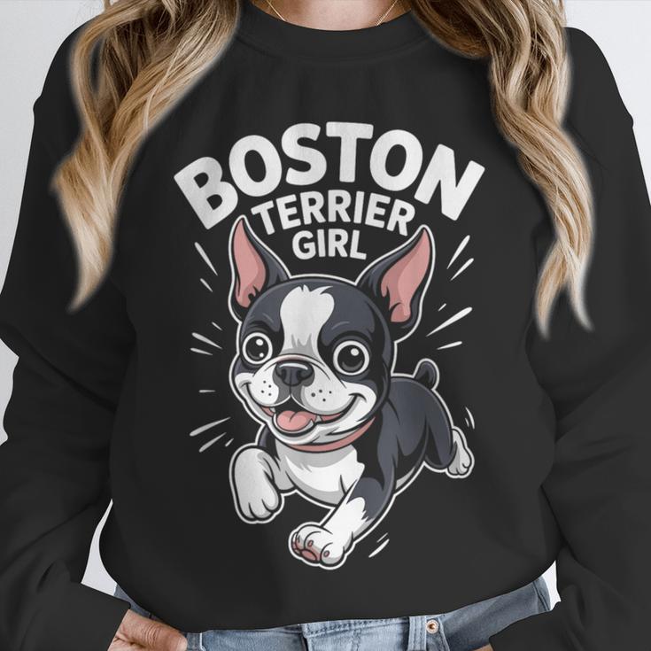 Boston Terrier Girl Cute Cartoon For Dog Owners Pet Terrier Unisex Sweatshirt, novelty gifts, funny gifts