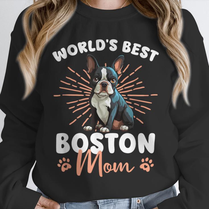 Boston Terrier Groovy World's Best Boston Mom Unisex Sweatshirt, novelty gifts, funny gifts
