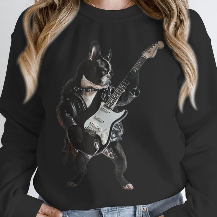 Boston Terrier Guitar Unisex Sweatshirt, novelty gifts, funny gifts