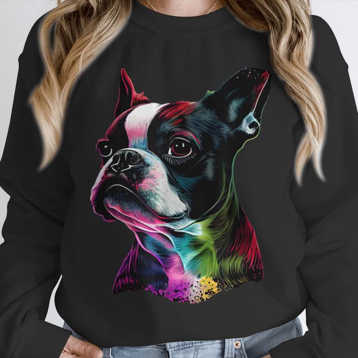 Boston Terrier Lovers Colorful Pop Art Boston Terrier Unisex Sweatshirt, novelty gifts, funny gifts