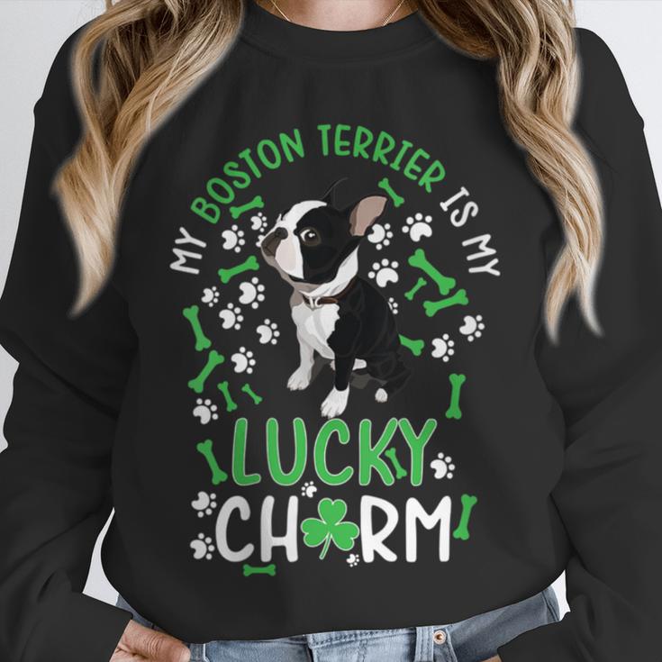 My Boston Terrier Is My Lucky Charm Paw Dog St Patrick's Day Unisex Sweatshirt, novelty gifts, funny gifts