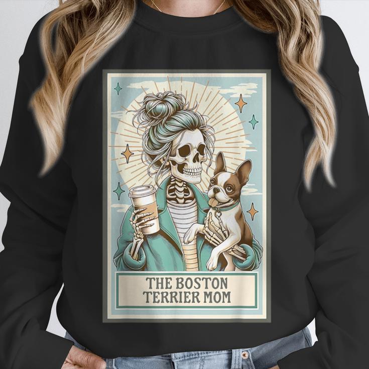 Boston Terrier Mom Skeleton Tarot Card Witch Vibes Dog Mom Unisex Sweatshirt, novelty gifts, funny gifts