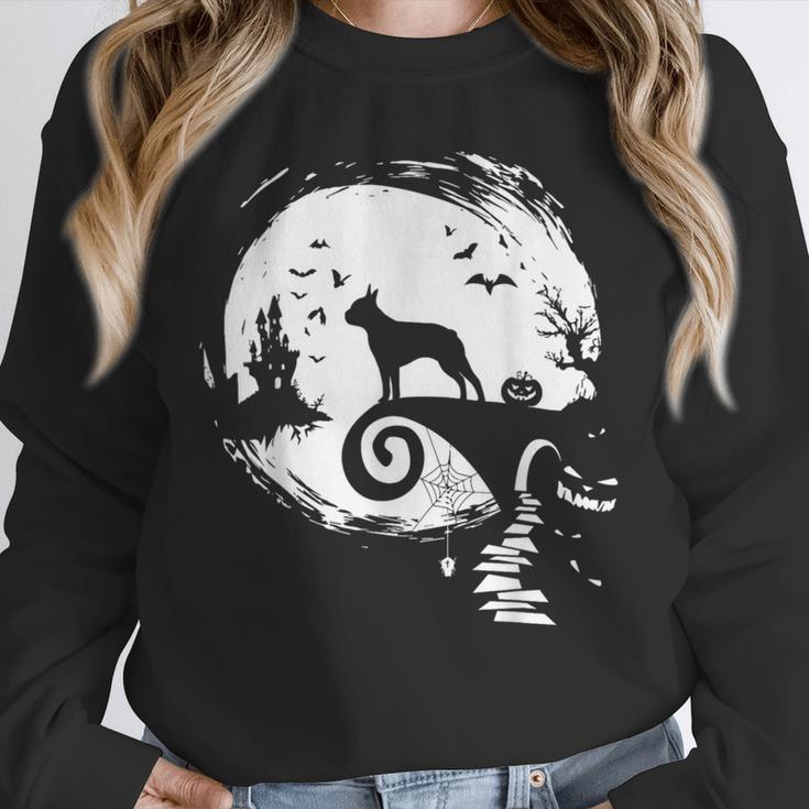 Boston Terrier And Moon Halloween Costume Dog Lover Unisex Sweatshirt, novelty gifts, funny gifts