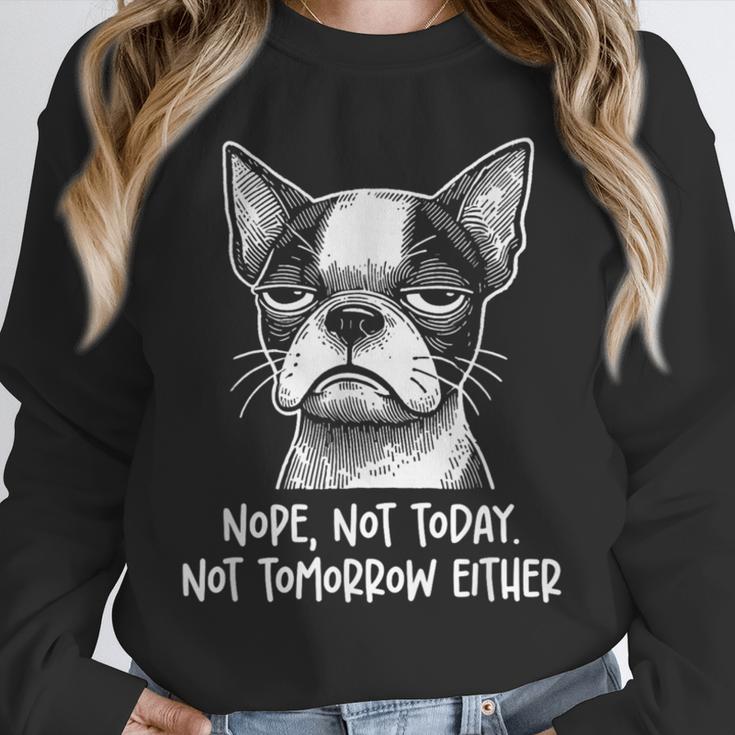 Boston Terrier Nope Not Today Not Tomorrow Either Sarcastic Unisex Sweatshirt, novelty gifts, funny gifts