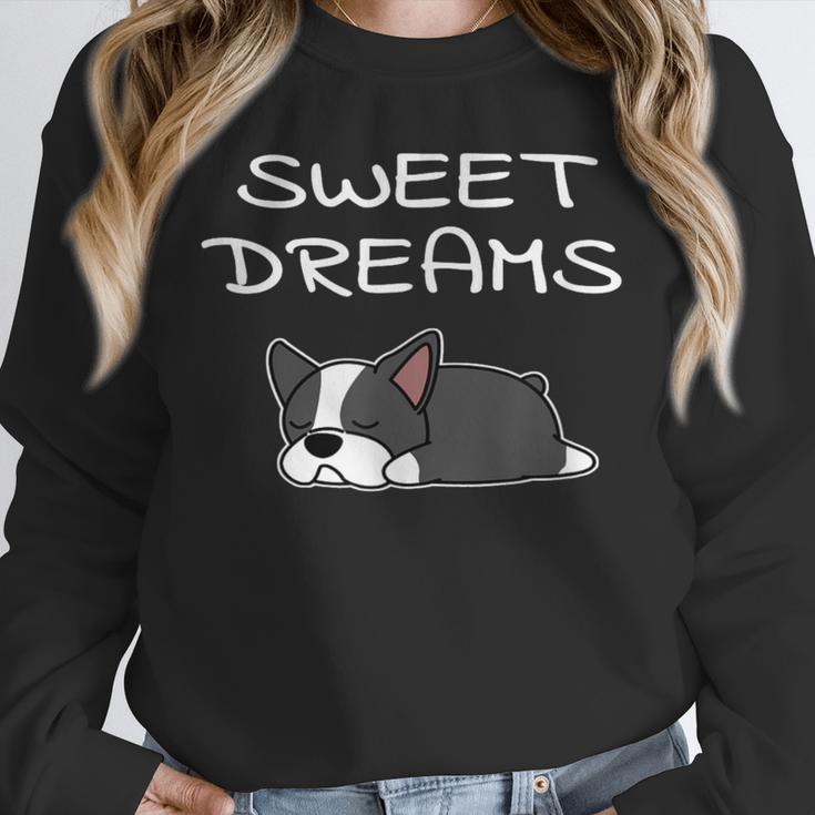 Boston Terrier Puppy Sweet Dreams Pajama For Bedtime Unisex Sweatshirt, novelty gifts, funny gifts