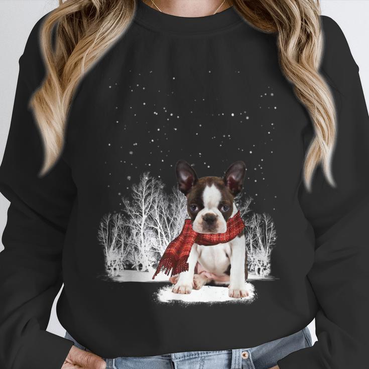 Boston Terrier In The Snow Merry Christmas Winter Unisex Sweatshirt, novelty gifts, funny gifts