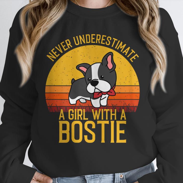 Boston Terrier Never Underestimate a Girl With a Bostie Unisex Sweatshirt, novelty gifts, funny gifts