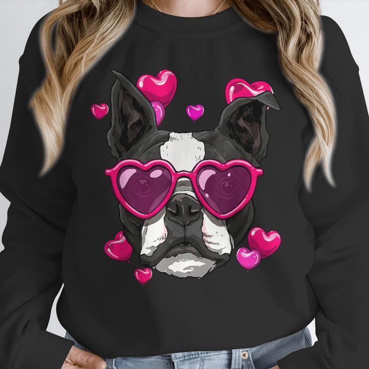 Boston Terrier Valentines Day Shirt Heart Dog Lover Unisex Sweatshirt, novelty gifts, funny gifts