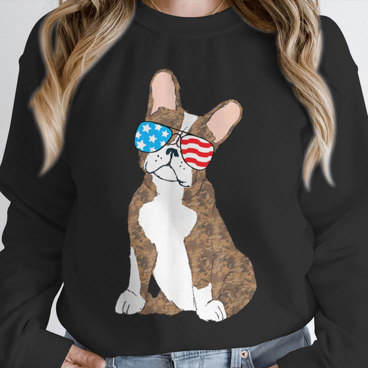 Brindle Boston Terrier Dog Patriotic Shirt USA Flag Unisex Sweatshirt, novelty gifts, funny gifts