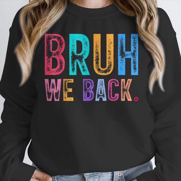 Bruh We Back Teachers Retro Back To School Boys Girls Kids Unisex Sweatshirt, novelty gifts, funny gifts