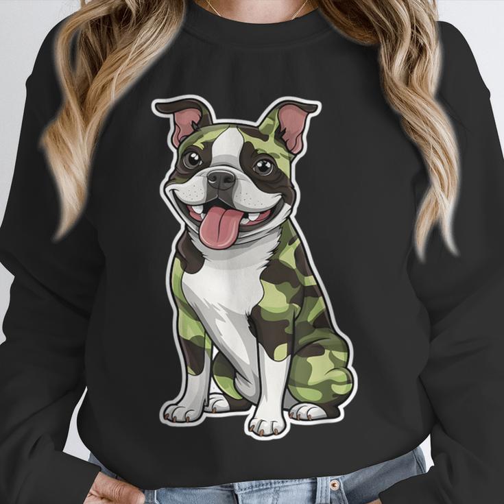 Camo Boston Terrier Pet Owner Camouflage Dog Lover Unisex Sweatshirt, novelty gifts, funny gifts
