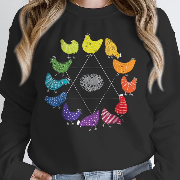 Chicken Themed Color Wheel Educational Art Teacher Artist Men Women Girls Kids Unisex Sweatshirt, novelty gifts, funny gifts