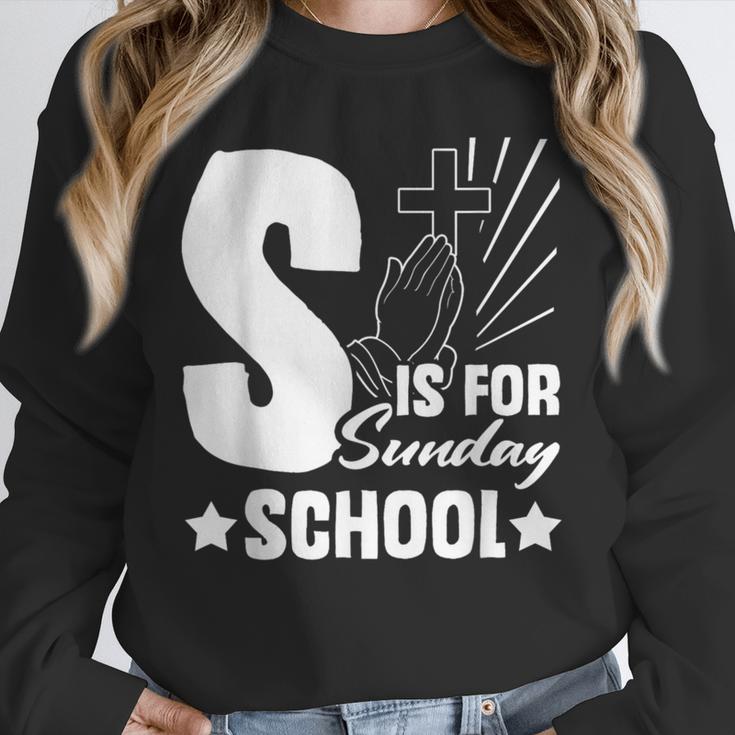 Christian Teacher S Is For Sunday School Essentials Unisex Sweatshirt, novelty gifts, funny gifts Christian Teacher S Is For Sunday School Essentials Unisex Sweatshirt, novelty gifts, funny gifts