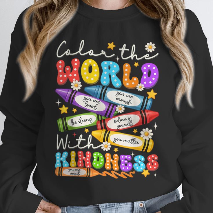 Color The World With Kindness Crayon Positivity Teacher Unisex Sweatshirt, novelty gifts, funny gifts