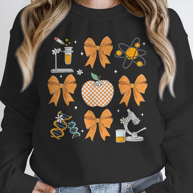 Coquette Bow Fall Science Teacher Stem Teacher Thanksgiving Unisex Sweatshirt, novelty gifts, funny gifts