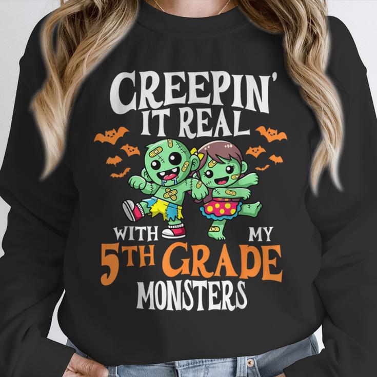 Creepin It Real Monster School 5th Grade Teacher Halloween Unisex Sweatshirt, novelty gifts, funny gifts Creepin It Real Monster School 5th Grade Teacher Halloween Unisex Sweatshirt, novelty gifts, funny gifts