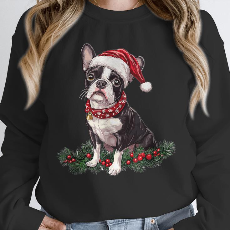 Cute Boston Terrier Dog Christmas Merry X-Mas Graphic Unisex Sweatshirt, novelty gifts, funny gifts
