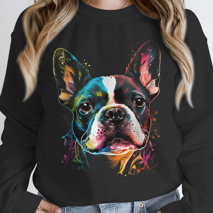 Cute Boston Terrier Puppy Dog Art Lover Unique Painting For Men Women Kids Unisex Sweatshirt, novelty gifts, funny gifts