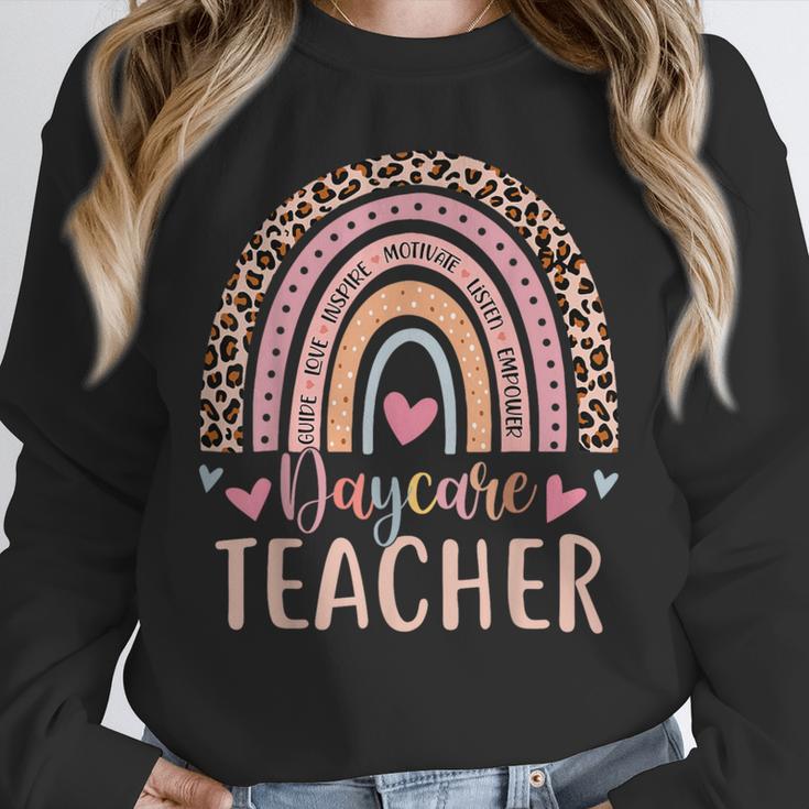 Cute Daycare Teacher Rainbow Leopard Print Childcare Worker Unisex Sweatshirt, novelty gifts, funny gifts Cute Daycare Teacher Rainbow Leopard Print Childcare Worker Unisex Sweatshirt, novelty gifts, funny gifts