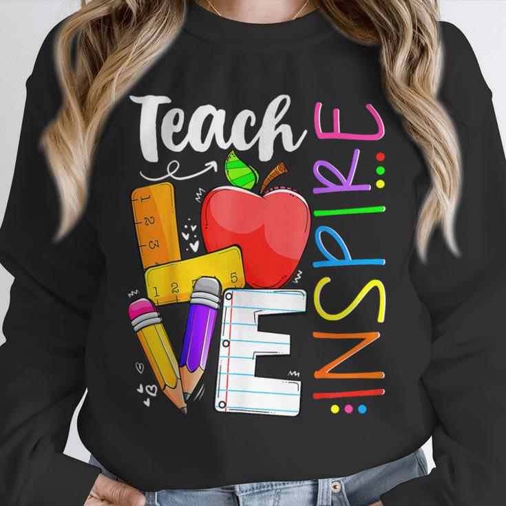 Cute Teach Love And Inspire Men Women Teacher Unisex Sweatshirt, novelty gifts, funny gifts