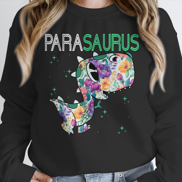 Dino Para Professional Teacher Collection T-Rex Dinosaur Paraeducator Assistant Teacher Unisex Sweatshirt, novelty gifts, funny gifts