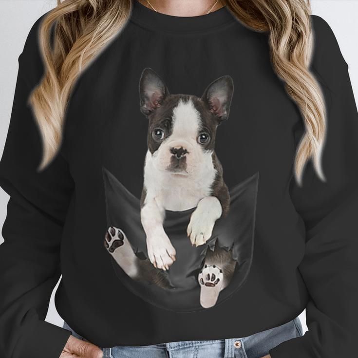 Dog Lovers Boston Terrier In Pocket Dog Face For Men Women Kids Unisex Sweatshirt, novelty gifts, funny gifts