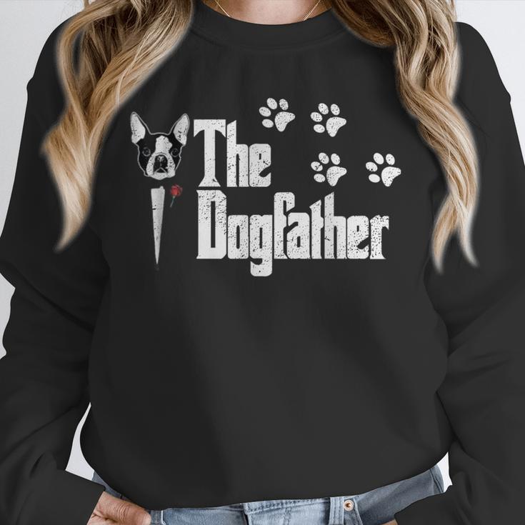 The Dogfather Boston Terrier Dog Dad Tshirt Idea Unisex Sweatshirt, novelty gifts, funny gifts