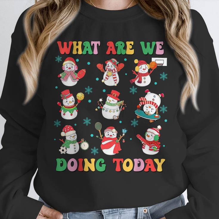 What Are We Doing Today PE Teacher Snowman Christmas Unisex Sweatshirt, novelty gifts, funny gifts What Are We Doing Today PE Teacher Snowman Christmas Unisex Sweatshirt, novelty gifts, funny gifts