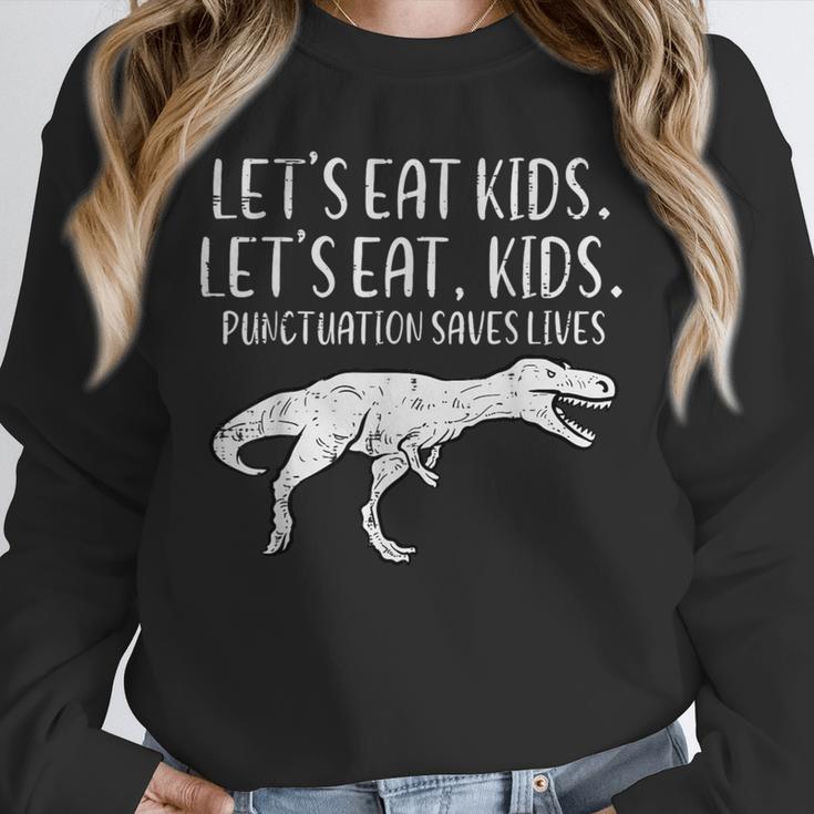 Lets Eat Kids Punctuation Saves Lives Dino Teacher Men Unisex Sweatshirt, novelty gifts, funny gifts Lets Eat Kids Punctuation Saves Lives Dino Teacher Men Unisex Sweatshirt, novelty gifts, funny gifts