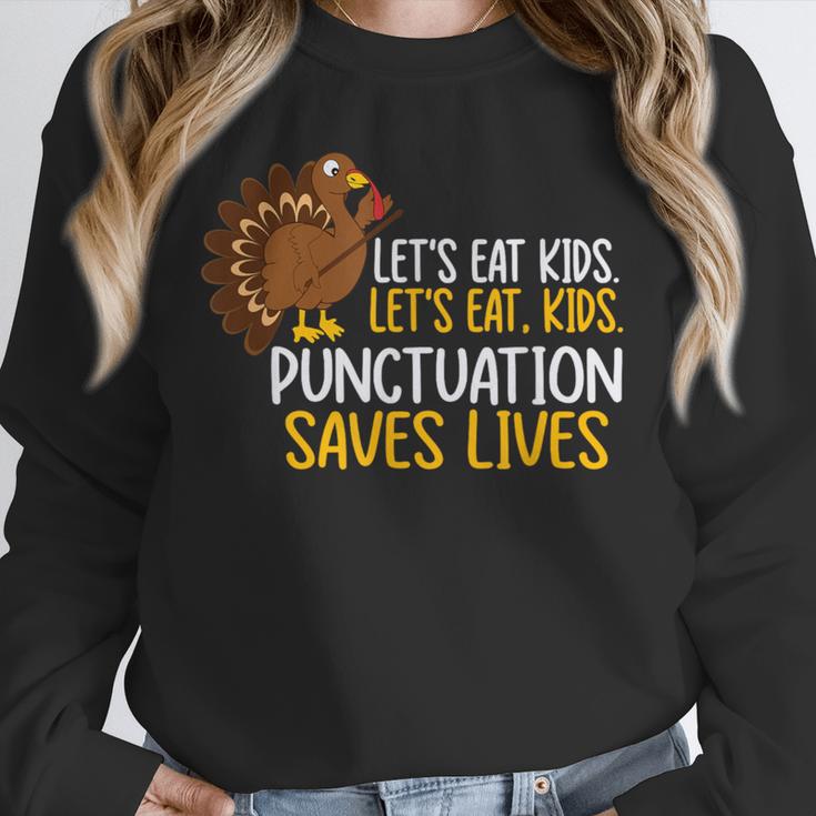 Lets Eat Kids Punctuation Turkey Thanksgiving Teacher Unisex Sweatshirt, novelty gifts, funny gifts Lets Eat Kids Punctuation Turkey Thanksgiving Teacher Unisex Sweatshirt, novelty gifts, funny gifts