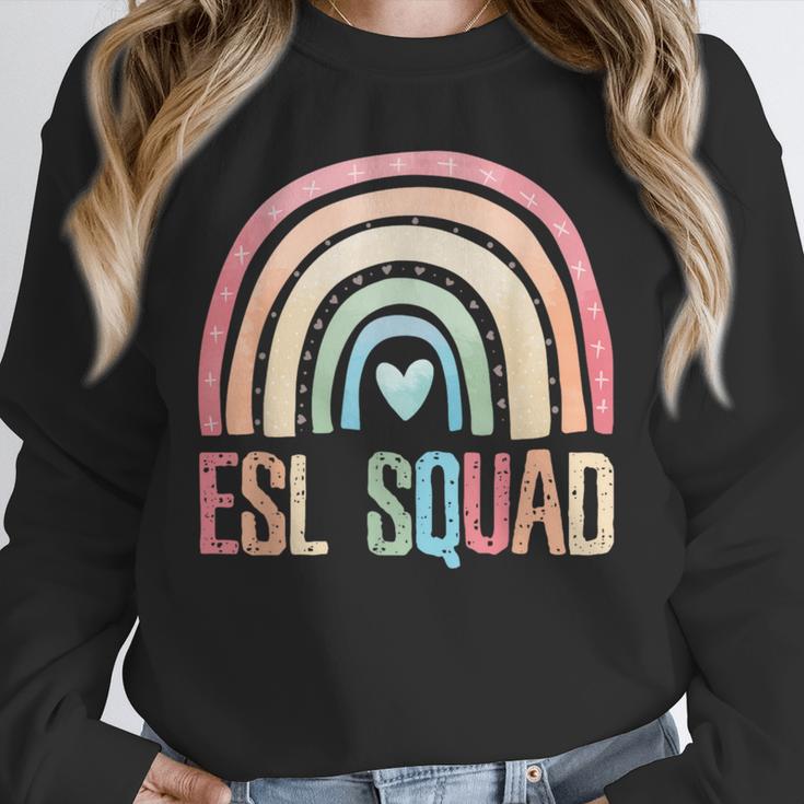 ESL Squad Teacher Crew Team Back To School English Rainbow Unisex Sweatshirt, novelty gifts, funny gifts