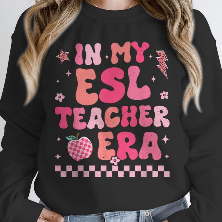 In My Esl Teacher Era Back To School ESL Teacher Groovy Unisex Sweatshirt, novelty gifts, funny gifts In My Esl Teacher Era Back To School ESL Teacher Groovy Unisex Sweatshirt, novelty gifts, funny gifts