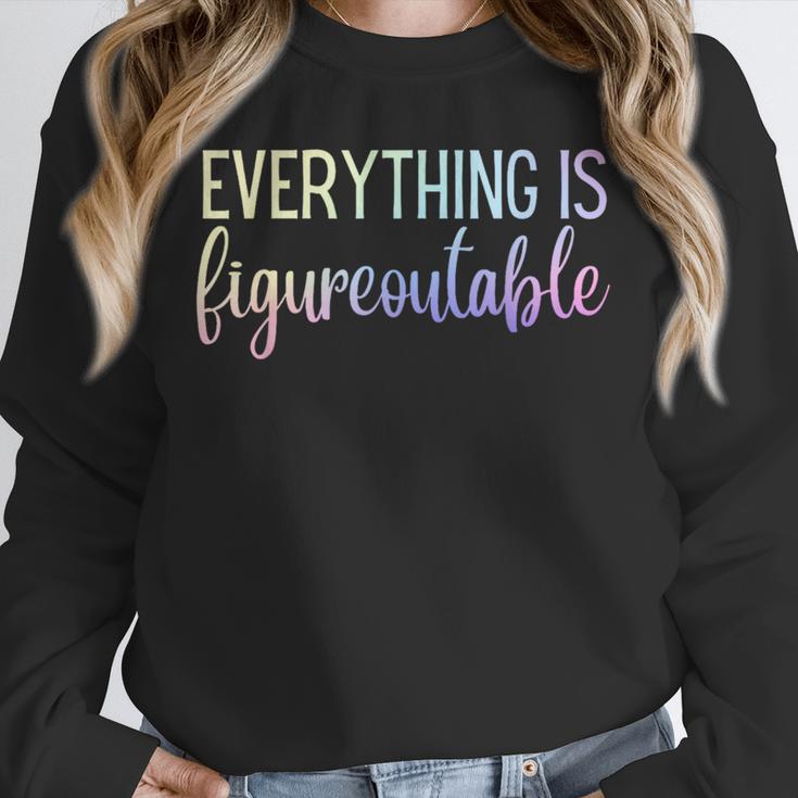 Everything Is Figureoutable Teacher Motivational - -Adults Small Short Sleeve Crew Collar Modern Fun Vacation Cotton Polyester Machine Wash Unisex Sweatshirt, novelty gifts, funny gifts Everything Is Figureoutable Teacher Motivational - -Adults Small Short Sleeve Crew Collar Modern Fun Vacation Cotton Polyester Machine Wash Unisex Sweatshirt, novelty gifts, funny gifts
