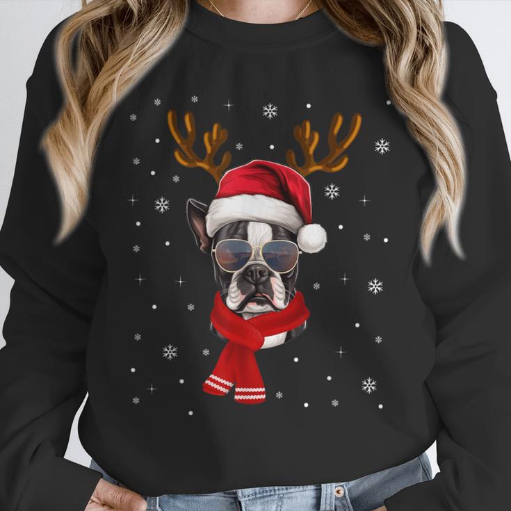 Family Matching Reindeer Xmas Boston Terrier Christmas Unisex Sweatshirt, novelty gifts, funny gifts