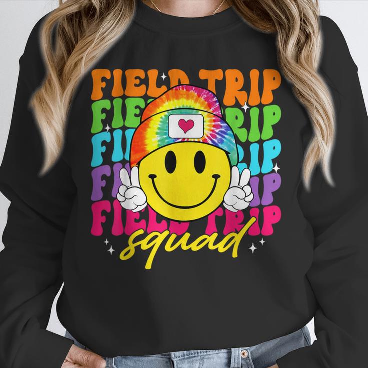 Field Trip Squad Groovy Field Day Smile Face Teacher Tie Dye Unisex Sweatshirt, novelty gifts, funny gifts Field Trip Squad Groovy Field Day Smile Face Teacher Tie Dye Unisex Sweatshirt, novelty gifts, funny gifts