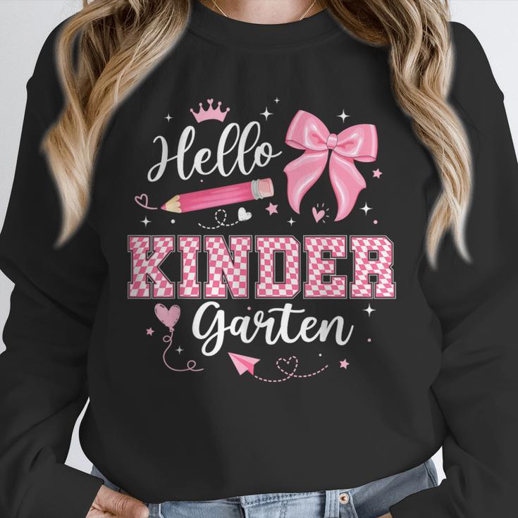First Day Of School Teacher Girl Coquette Hello Kindergarten Unisex Sweatshirt, novelty gifts, funny gifts First Day Of School Teacher Girl Coquette Hello Kindergarten Unisex Sweatshirt, novelty gifts, funny gifts