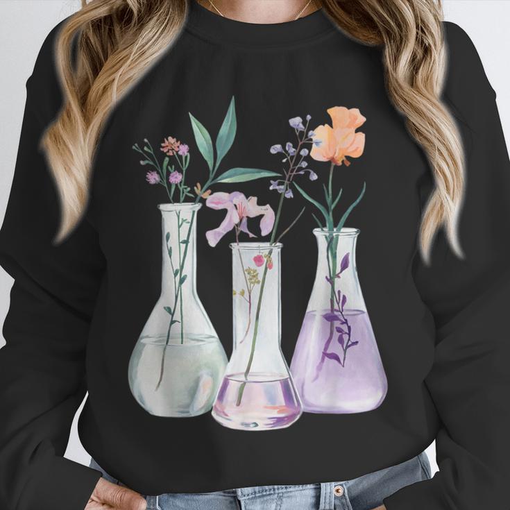 Flowers Test Tube Chemistry Student Science Teacher Women Unisex Sweatshirt, novelty gifts, funny gifts