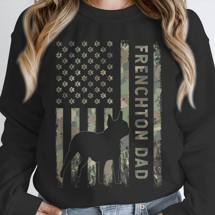 Frenchton Dad French Bulldog Boston Terrier Camo USA Flag Unisex Sweatshirt, novelty gifts, funny gifts