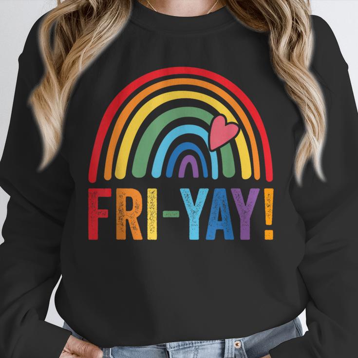 Fri-Yay Friyay Rainbow Colors Teacher Childrens Fun Designs Unisex Sweatshirt, novelty gifts, funny gifts