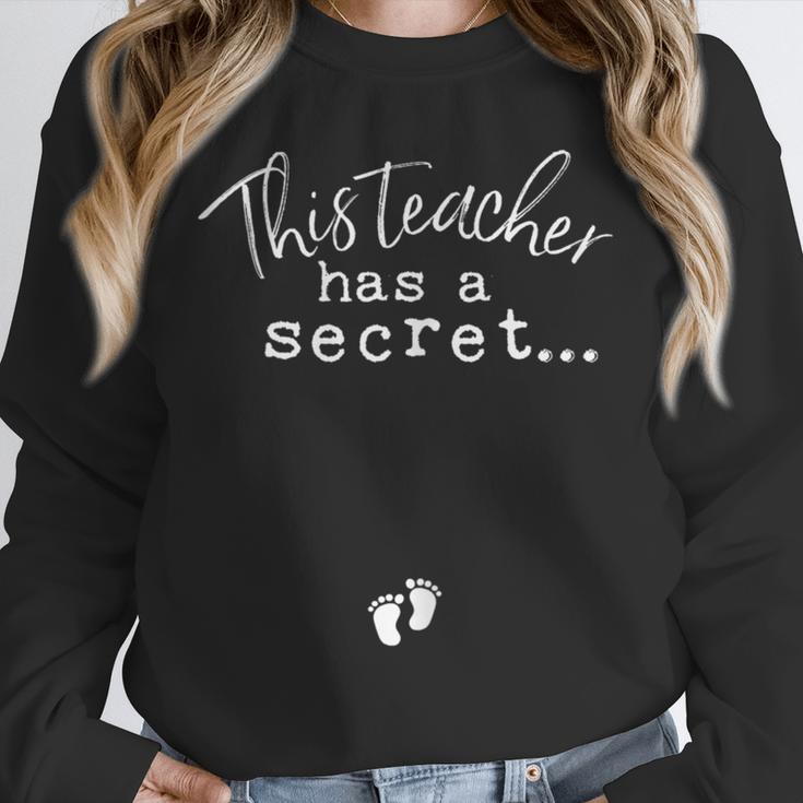 Fun Pregnant Teacher Announcement Idea- Footprints On Tummy Unisex Sweatshirt, novelty gifts, funny gifts Fun Pregnant Teacher Announcement Idea- Footprints On Tummy Unisex Sweatshirt, novelty gifts, funny gifts
