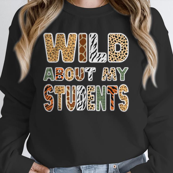 Fun Zoo Animal Print Teacher Shirts Wild About My Students Unisex Sweatshirt, novelty gifts, funny gifts