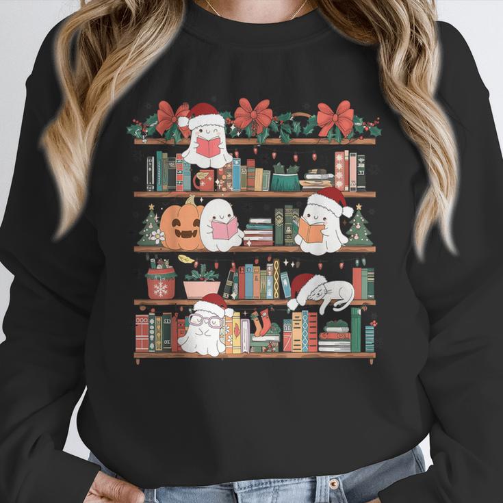 Ghost Christmas Reading Book Lover Library Christmas Teacher Unisex Sweatshirt, novelty gifts, funny gifts