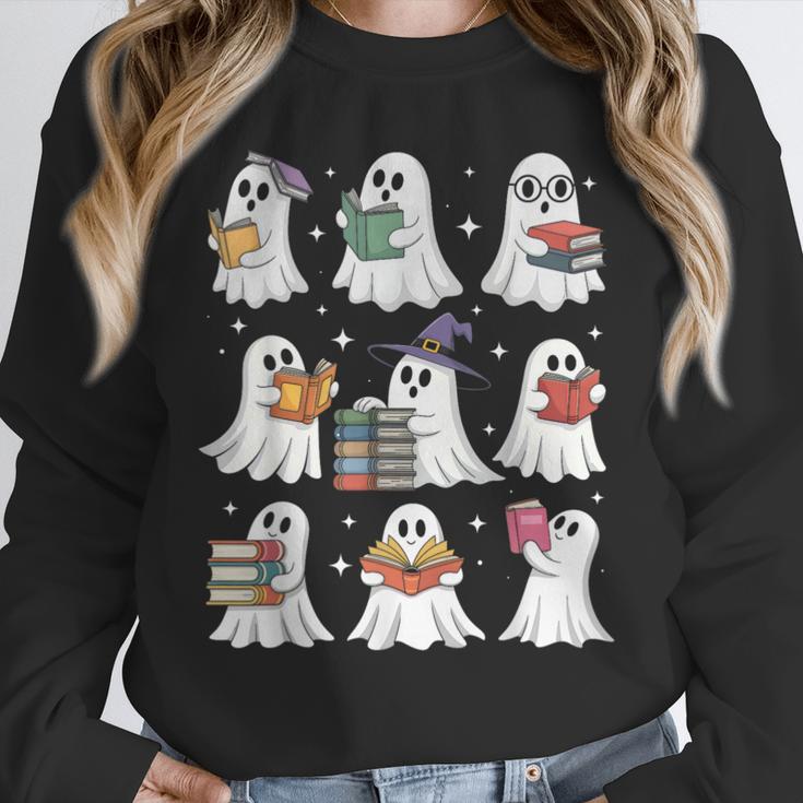 Ghost Reading Teacher Halloween Costume Librarian Book Lover Unisex Sweatshirt, novelty gifts, funny gifts