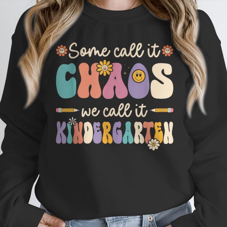 Groovy Some Call It Chaos We Call It Kindergarten Teacher Unisex Sweatshirt, novelty gifts, funny gifts Groovy Some Call It Chaos We Call It Kindergarten Teacher Unisex Sweatshirt, novelty gifts, funny gifts