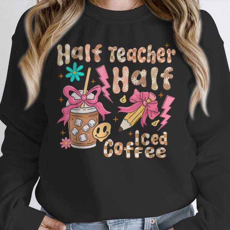 Half Teacher Half Iced Coffee Back To School Unisex Sweatshirt, novelty gifts, funny gifts Half Teacher Half Iced Coffee Back To School Unisex Sweatshirt, novelty gifts, funny gifts