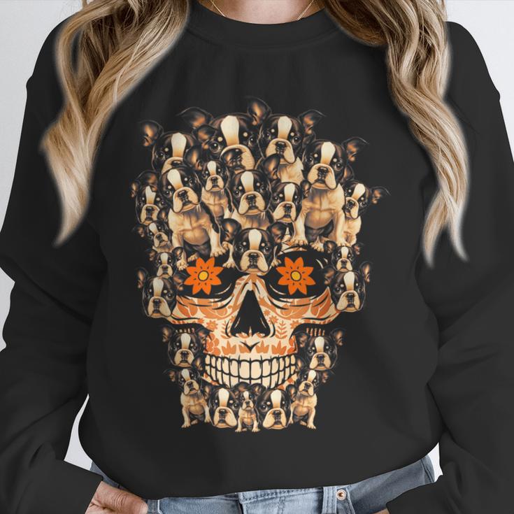 Halloween Costume Skull Boston Terrier Dog Lover For Men Women Kids Unisex Sweatshirt, novelty gifts, funny gifts